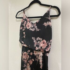Sugarlips satin Black floral Maxi Dress